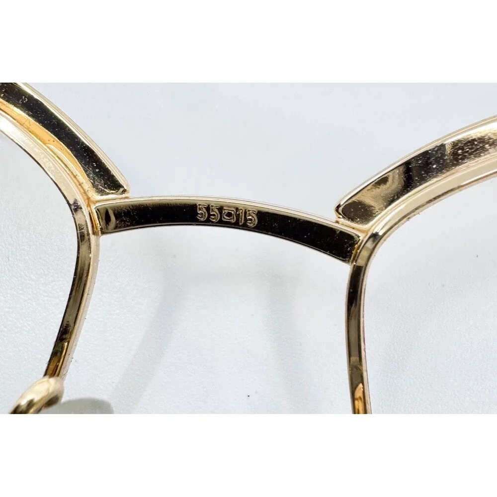 Luxottica Lisa Eyeglasses Womens Gold Electroplated Cat Eye Italy 55-15-130
